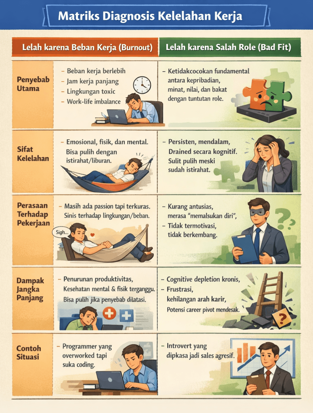 matriks diagnosis burnout vs bad fit